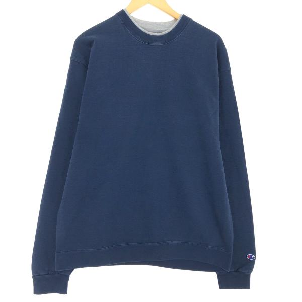 古着 00年代 チャンピオン Champion レイヤードネック 無地 ブランクスウェットシャツ ト...