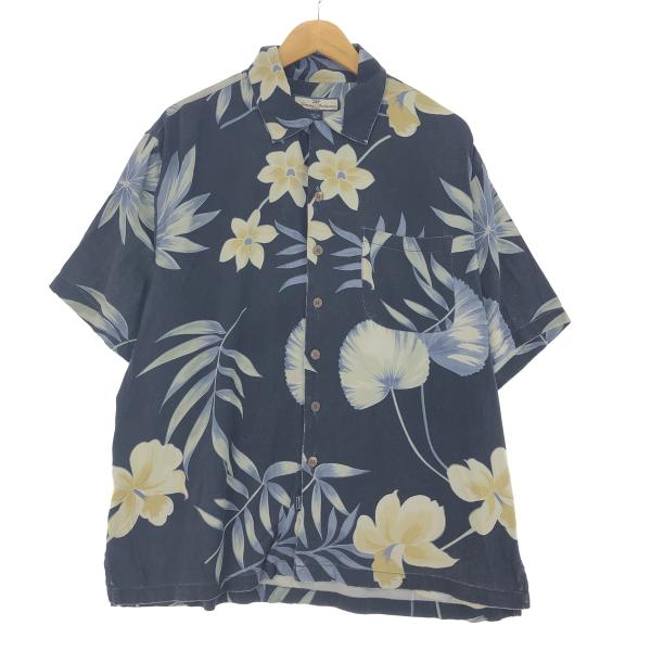 古着 Tommy Bahama 総柄 花柄 シルク ハワイアンアロハシャツ メンズL /eaa441...