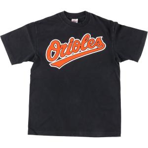 古着 90年代 MAJESTIC MLB BALTIMORE ORIOLES ボルチモアオリオールズ ロゴTシャツ USA製 メンズM ヴィンテージ /eaa442280｜jamtrading1