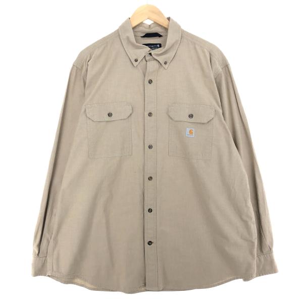 古着 カーハート Carhartt Loose Fit 長袖 ボタンダウン ワークシャツ メンズXL...