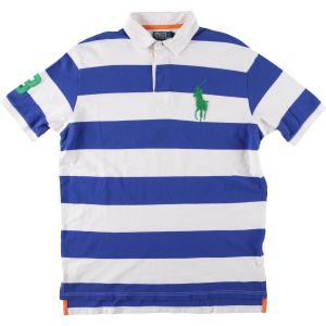 古着 ラルフローレン Ralph Lauren POLO by Ralph Lauren ボーダー柄 ビッグポニー 半袖 ラガーシャツ メンズXL /eaa444259｜jamtrading1