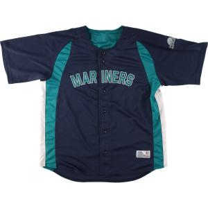 古着 MLB SEATTLE MARINERS シアトルマリナーズ メッシュ切替 ゲームシャツ ベースボールシャツ メンズXXL /eaa445688｜jamtrading1