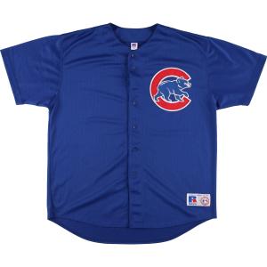 古着 90年代 ラッセル Russell MLB CHICAGO CUBS シカゴカブス ゲームシャツ ベースボールシャツ メンズXXL /eaa450930｜jamtrading1