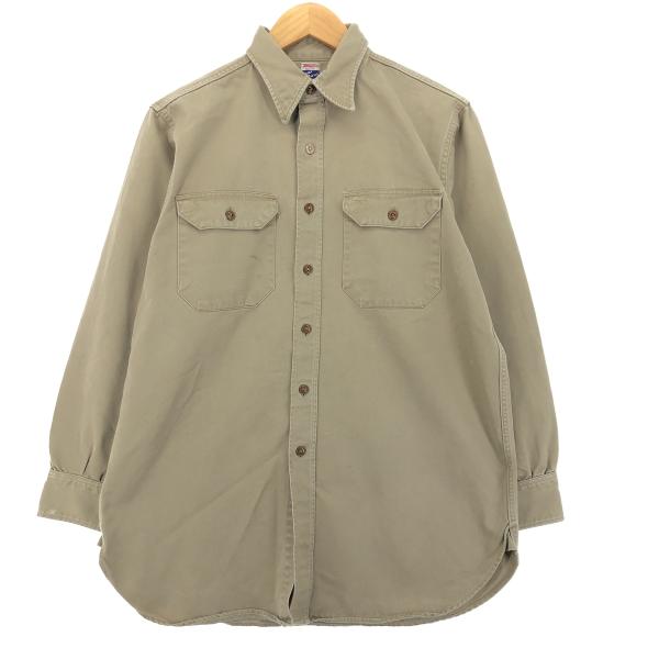 古着 50年代 ペニーズ Penney&apos;s ARMY TWILL 長袖 ワークシャツ メンズM ヴィ...