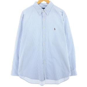 古着 ラルフローレン Ralph Lauren CLASSIC FIT 長袖 ボタンダウンストライプシャツ メンズL /eaa451814｜jamtrading1