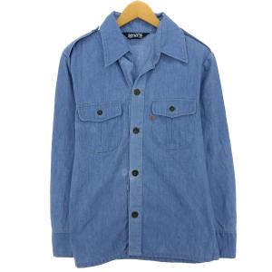 古着 70年代 リーバイス Levi's オープンカラー 長袖 デニムシャツ メンズL ヴィンテージ /eaa453039｜jamtrading1