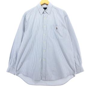 古着 ラルフローレン Ralph Lauren BIG SHIRT 長袖 ボタンダウンストライプシャツ メンズM /eaa453718｜jamtrading1