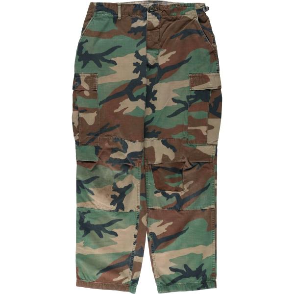 古着 80年代 米軍実品 迷彩柄 ウッドランドカモ リップストップ ミリタリー カーゴパンツ コンバ...