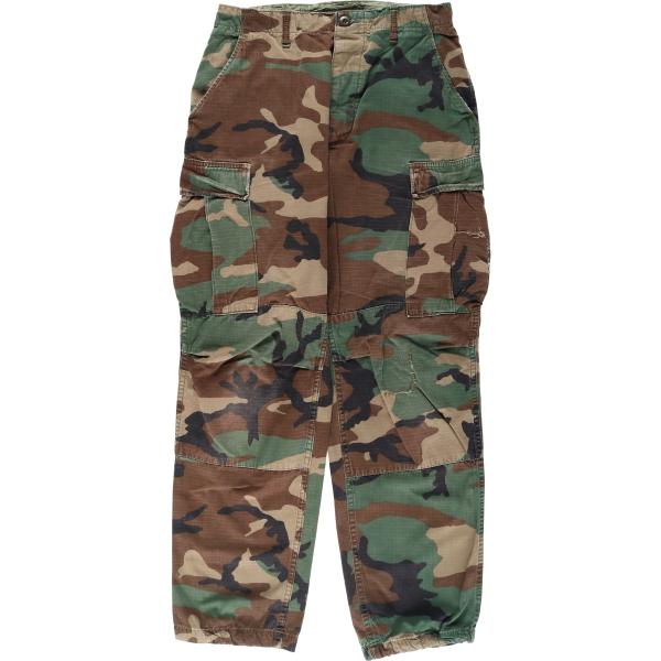 古着 80年代 米軍実品 迷彩柄 ウッドランドカモ リップストップ ミリタリー カーゴパンツ コンバ...
