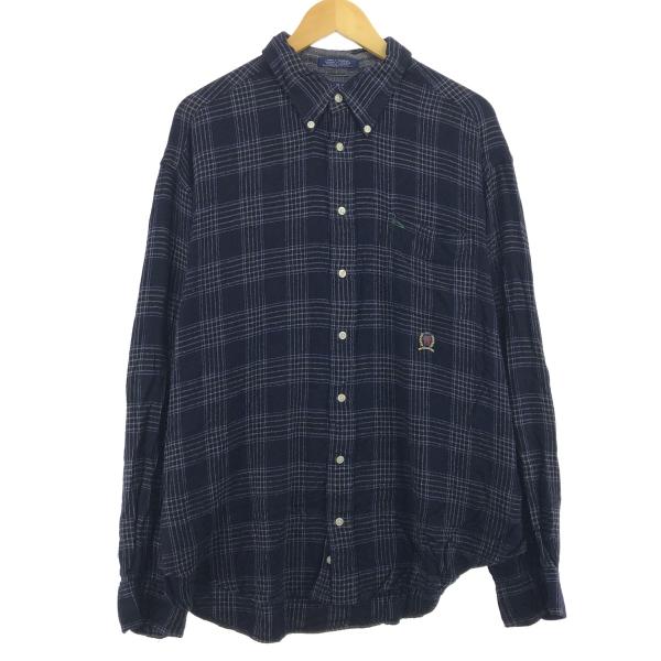 古着 90~00年代 トミーヒルフィガー TOMMY HILFIGER 長袖 ボタンダウン フランネ...