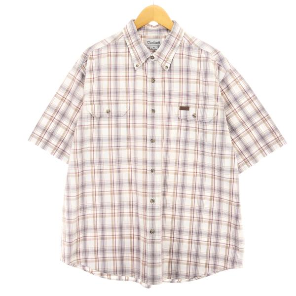 古着 カーハート Carhartt 半袖 ボタンダウン チェックシャツ メンズXL相当 /eaa47...