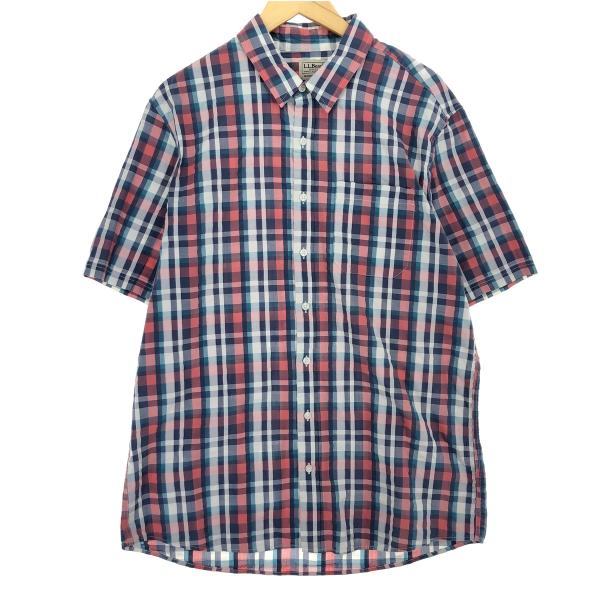 古着 エルエルビーン L.L.Bean シアサッカー 半袖 コットン チェックシャツ メンズL相当 ...