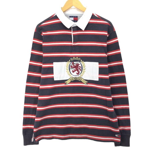 古着 90~00年代 トミーヒルフィガー TOMMY HILFIGER ボーダー柄 長袖 ラガーシャ...
