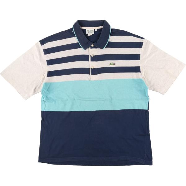 古着 ラコステ LACOSTE 半袖 ボーダー ポロシャツ 5 メンズL相当 /eaa476051 ...