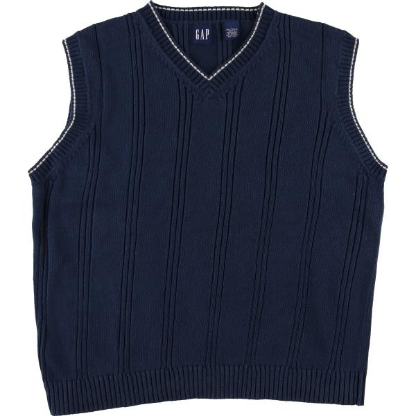 古着 90年代 ギャップ GAP オールドギャップ リブ編み Vネック コットンニットベスト メンズ...