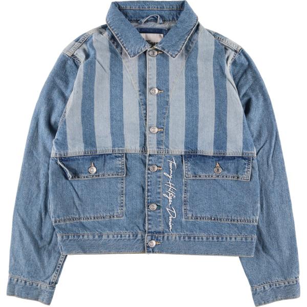 古着 トミーヒルフィガー TOMMY HILFIGER DENIM ストライプ柄 デニムジャケット ...
