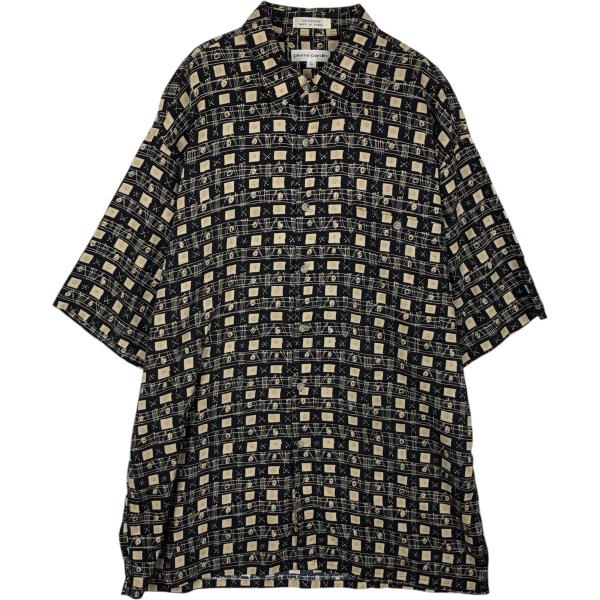 古着 ピエールカルダン Pierre Cardin 総柄 半袖 レーヨンシャツ ボックスシャツ メン...