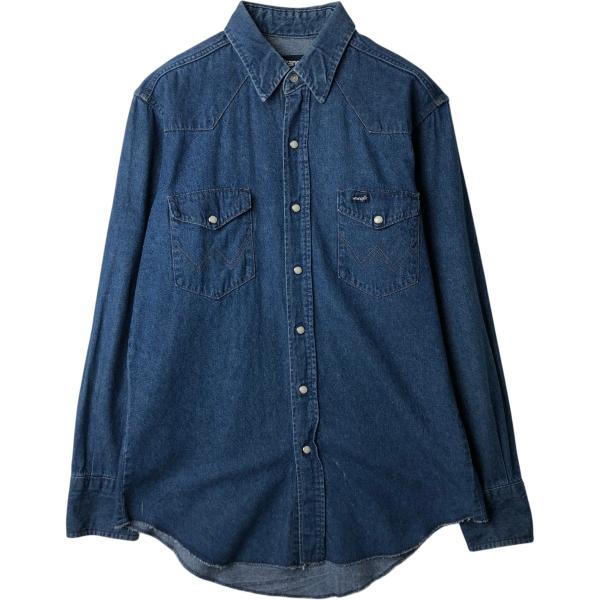 古着 80年代 ラングラー Wrangler 長袖 デニムウエスタンシャツ USA製 メンズM相当 ...
