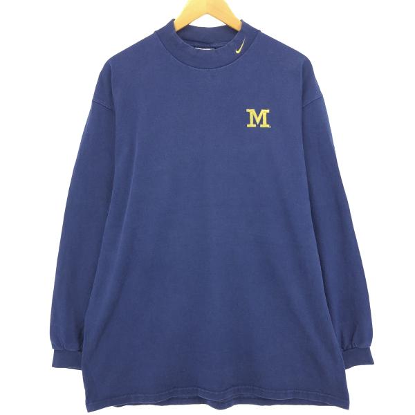 古着 90年代 ナイキ NIKE MICHIGAN ミシガン大学 モックネック ロングTシャツ ロン...