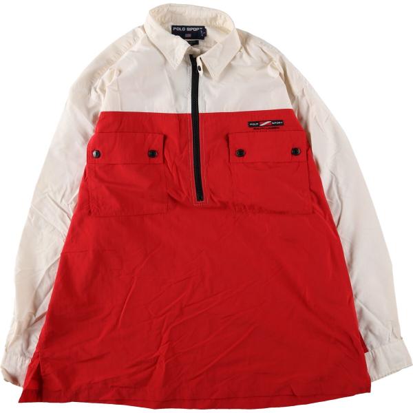 古着 90年代 ラルフローレン Ralph Lauren ポロスポーツ 襟付き ハーフジップ ナイロ...