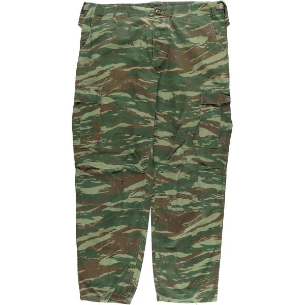古着 ギリシャ軍実品 迷彩柄 リザードカモ リップストップ ミリタリー カーゴパンツ コンバットパン...