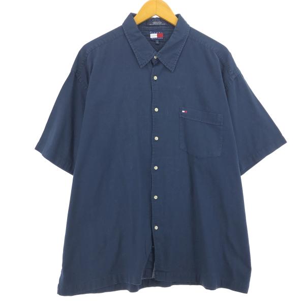 古着 90年代 トミーヒルフィガー TOMMY HILFIGER 半袖 コットンシャツ メンズXXL...