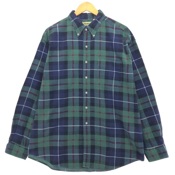 古着 80年代 エルエルビーン L.L.Bean チェック柄 長袖 ボタンダウン コーデュロイシャツ...