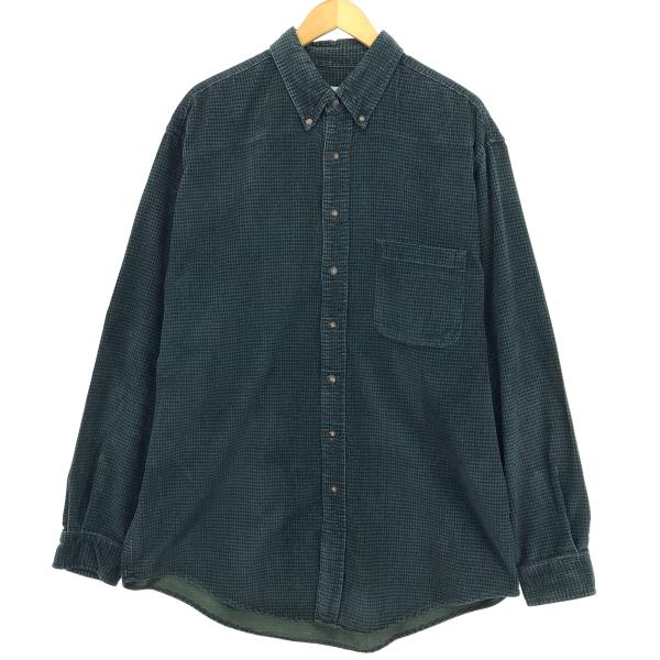 古着 00年代 エディーバウアー Eddie Bauer チェック柄 長袖 ボタンダウン コーデュロ...