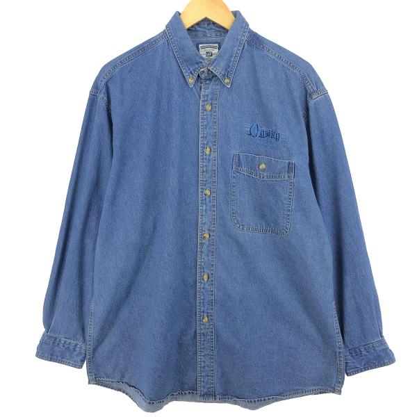 古着 90年代 リー Lee 長袖 ボタンダウンデニムシャツ メンズL相当 ヴィンテージ /eaa4...