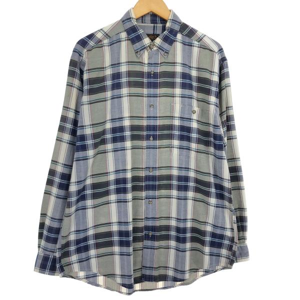 古着 80~90年代 エディーバウアー Eddie Bauer 黒タグ 長袖 ボタンダウンチェックシ...