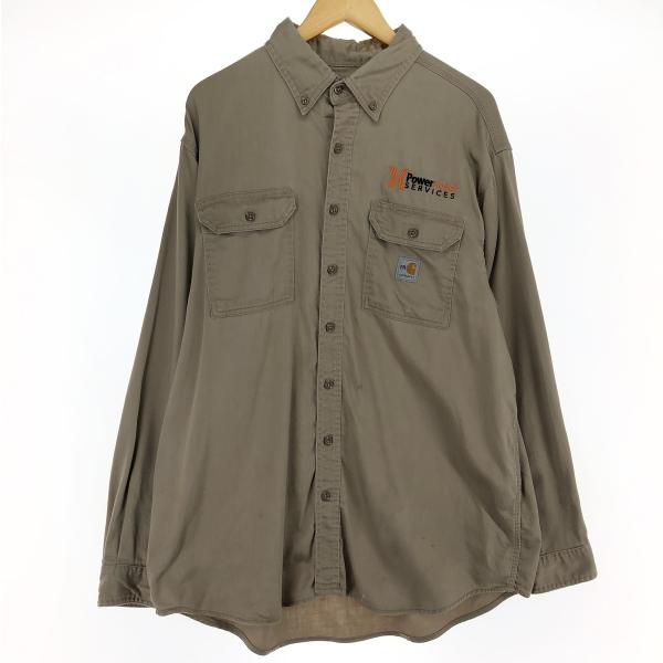 古着 カーハート Carhartt FRシリーズ 長袖 ボタンダウン ワークシャツ メンズXL相当 ...
