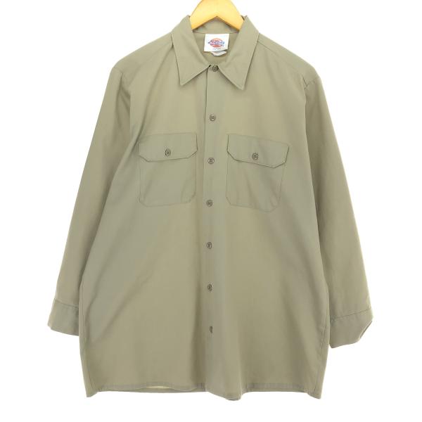 古着 90年代 ディッキーズ Dickies 長袖 ワークシャツ メンズL相当 ヴィンテージ /ea...