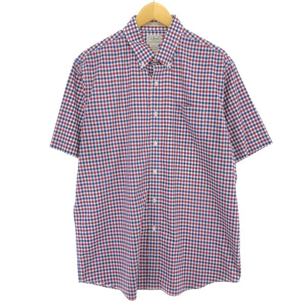 古着 エルエルビーン L.L.Bean 半袖 ボタンダウン チェックシャツ メンズL相当 /eaa4...