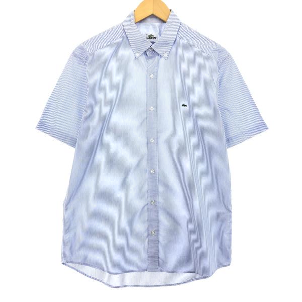 古着 ラコステ LACOSTE SLIM FIT 半袖 ボタンダウン ストライプシャツ 41 メンズ...