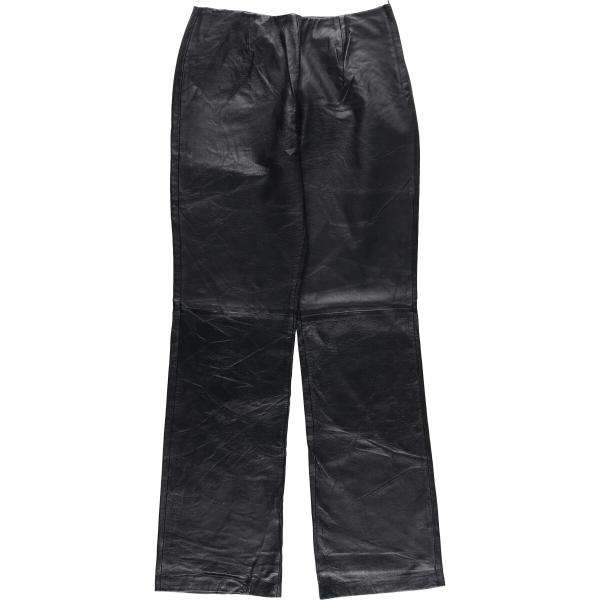 古着 NEW PORT NEWS ブーツカット 本革レザーパンツ レディースL相当 /eaa4977...