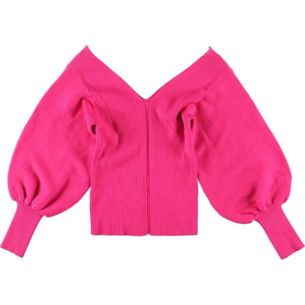 古着 VINE AND LOVE オフショルダー Vネック ニットセーター レディースS相当  /e...