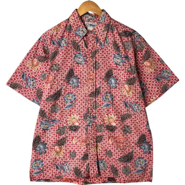 古着 レインスプーナー 水着タグ ビキニタグ 総柄 ボタニカル柄 ボックスシャツ ハワイアンアロハシ...