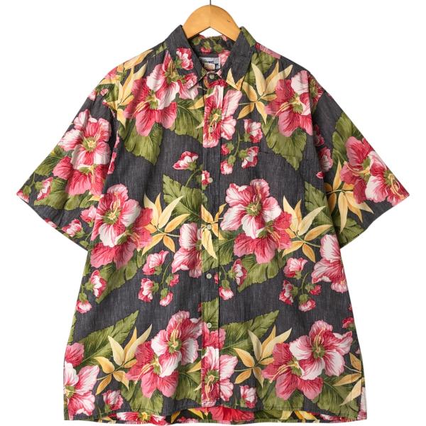 古着 レインスプーナー 水着タグ ビキニタグ 総柄 ボタンダウン ボックススシャツ ハワイアンアロハ...