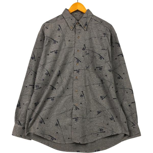 古着 00年代 ウールリッチ WOOLRICH 総柄 長袖 ボタンダウン フランネルシャツ メンズL...