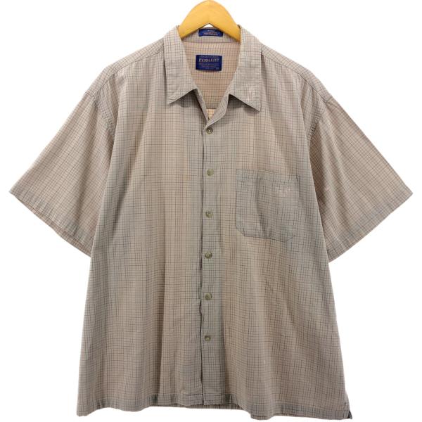 古着 ペンドルトン PENDLETON チェック柄 半袖 オープンカラー レーヨン×コットンシャツ ...