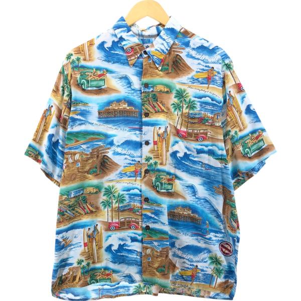 古着 00年代 レインスプーナー THE BEACH BOYS 総柄 レーヨン ハワイアンアロハシャ...