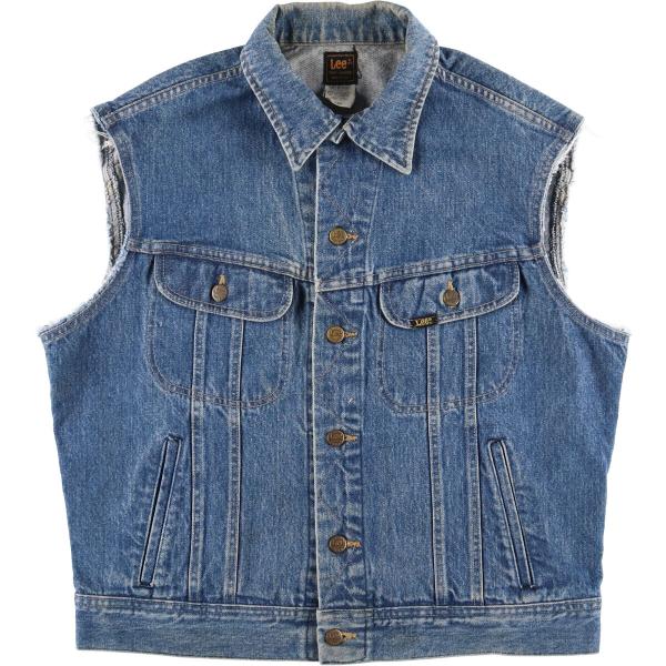 古着 90年代 リー Lee RIDERS ライダース カットオフ デニムベスト USA製 メンズL...