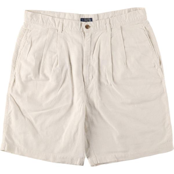 古着 80年代 ラルフローレン チャップス ツータック コットン×リネンショーツ ショートパンツ メ...