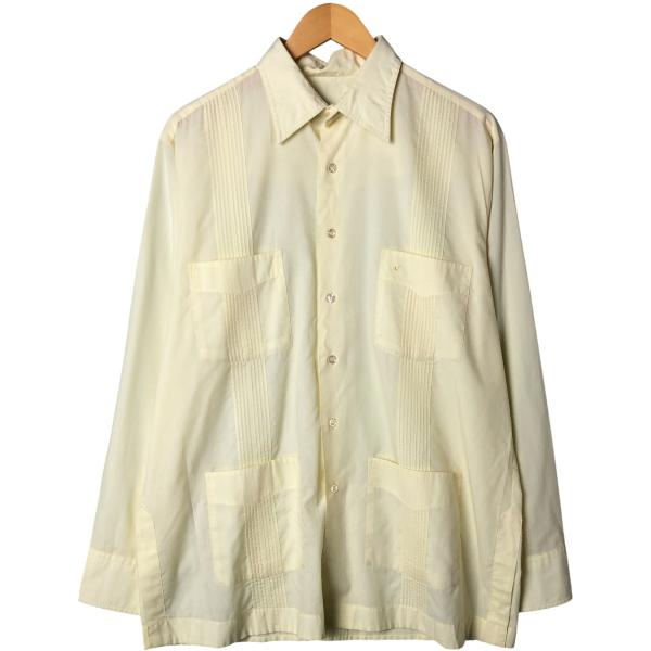 古着 ピエールカルダン Pierre Cardin 長袖 メキシカンシャツ キューバシャツ ボックス...