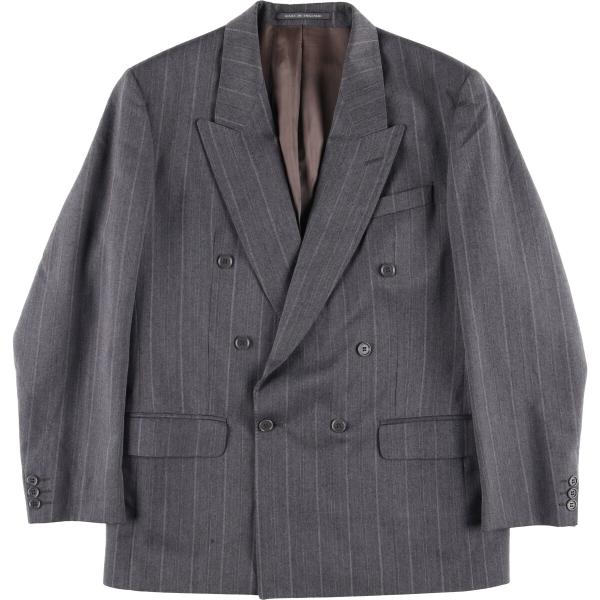 古着 Pin Stripe ストライプ柄 ダブルブレスト ピークドラペル ヘリンボーン ウールテーラ...