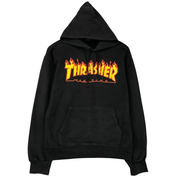 古着 スラッシャー THRASHER ファイヤーパターン スウェットプルオーバーパーカー メンズS相...