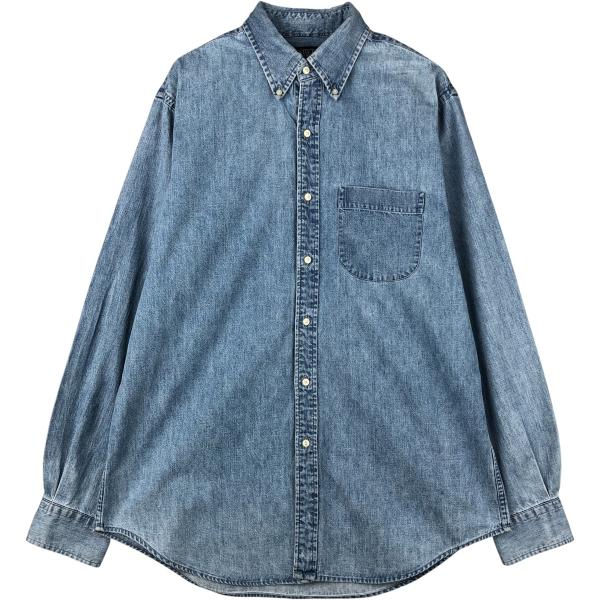 古着 ランズエンド LANDS' END 長袖 ボタンダウンデニムシャツ メンズM相当 /eaa58...