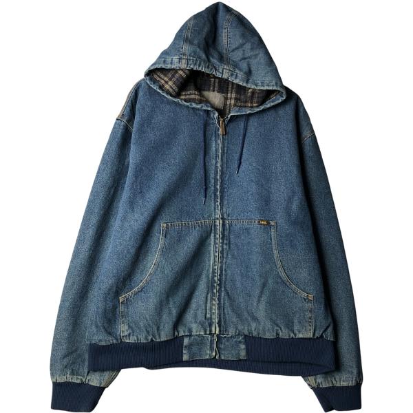 古着 90年代 リー Lee 中綿入り デニムパーカー メンズXL相当 ヴィンテージ /eaa589...