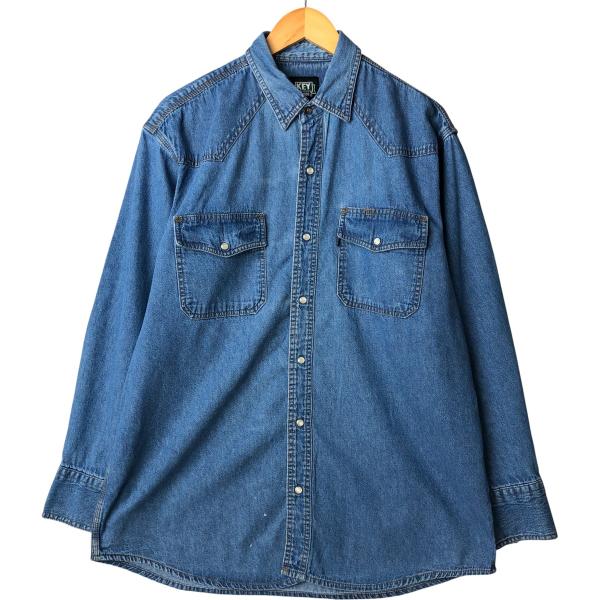 古着 KEY 長袖 デニム ウエスタンシャツ メンズL相当 /eaa590939