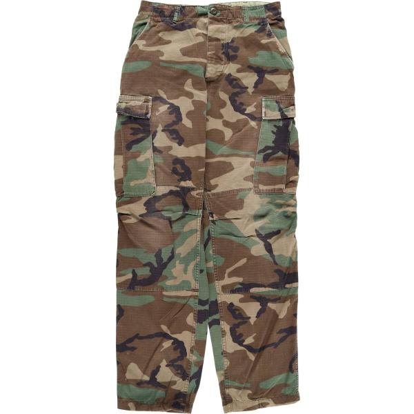 古着 80年代 米軍実品 ウッドランドカモ リップストップ ミリタリー カーゴパンツ コンバットパン...